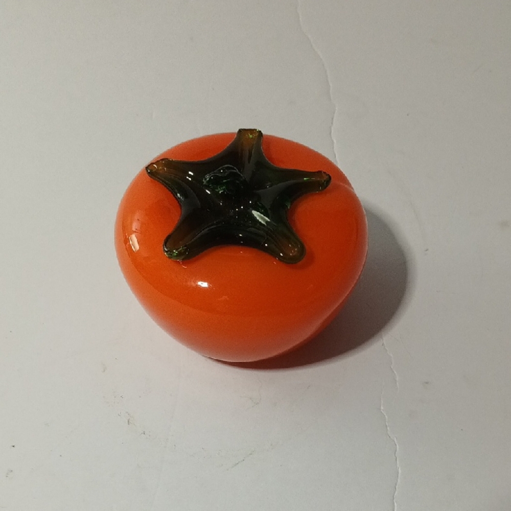Vintage Murano Style Orange Glass Tomato Art